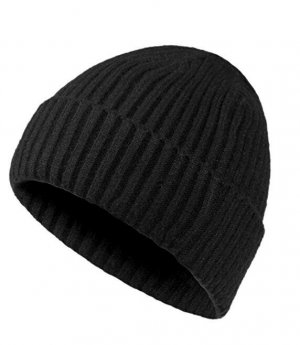 Oryer Mens Baggy Winter Knitting Skull Cap Wool Warm Slouchy Beanie Hat - Black