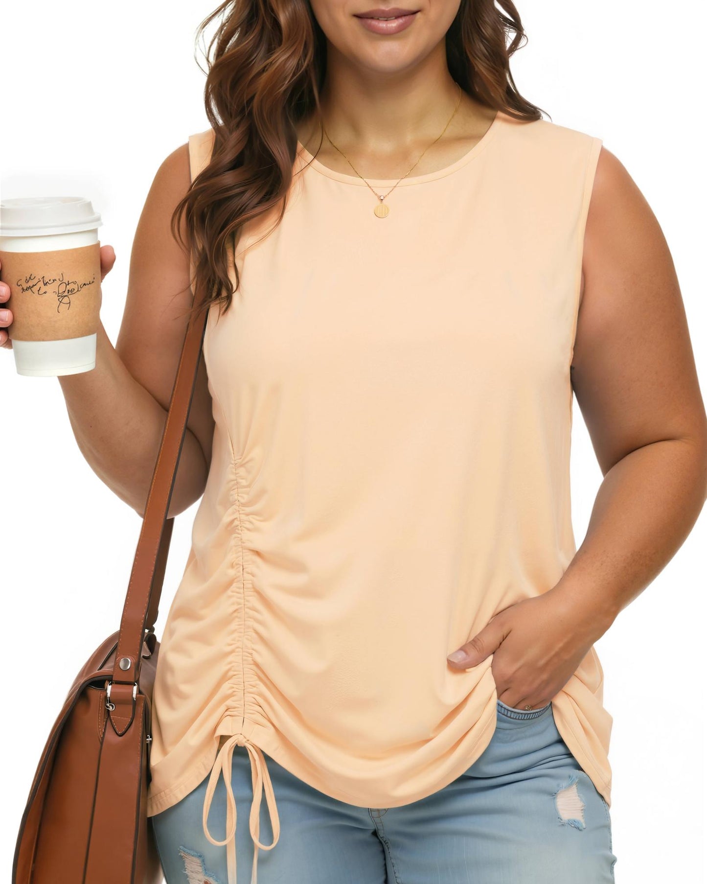 Oryer Plus Size Tank Tops for Women, Round Neck Sleeveless Casual Womens Blouse Trendy Tunic Summer Shirts for Women 1X-5X