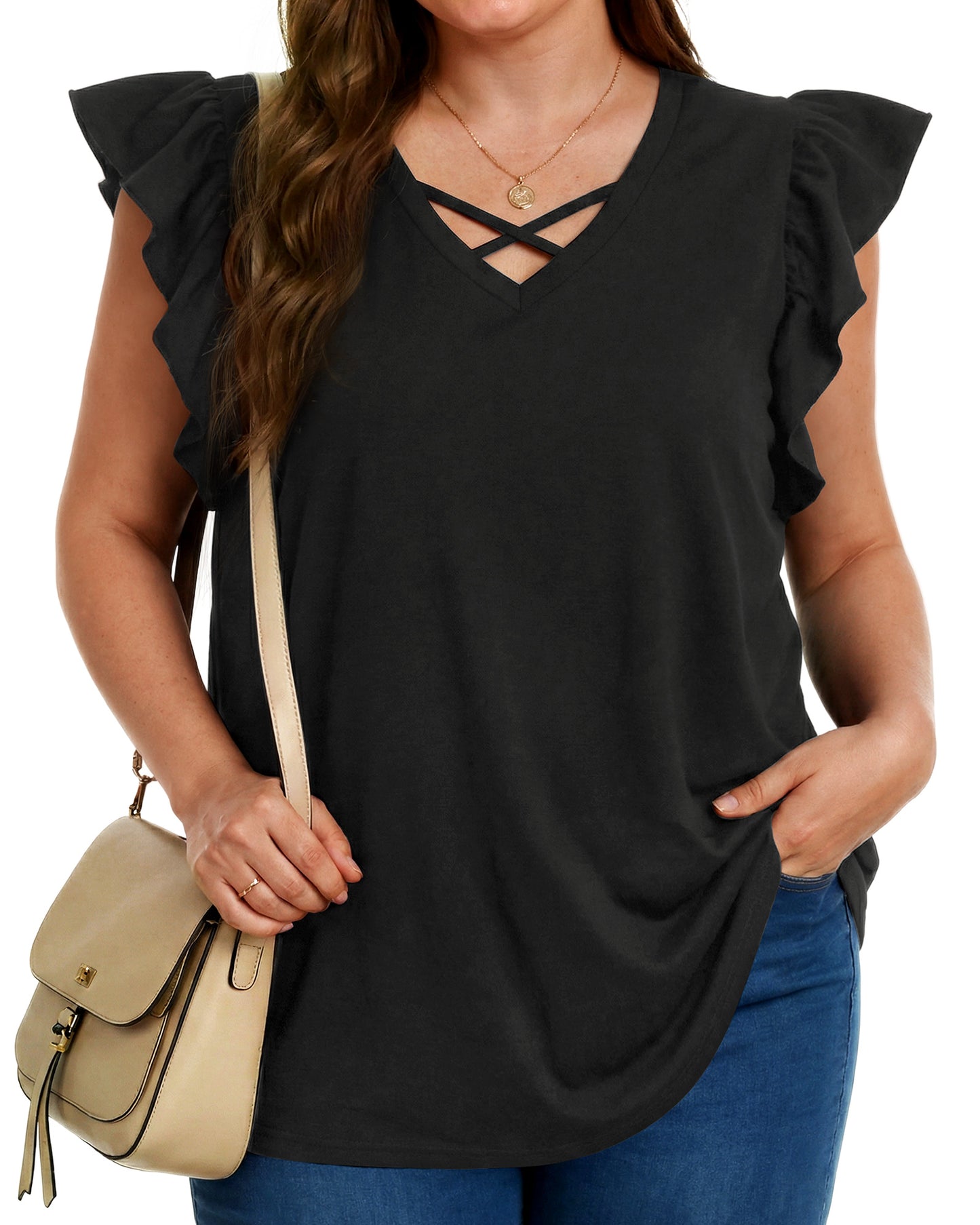 Oryer Plus Size Tank Tops for Women, V Neck Trendy Tunic Summer Shirts for Women Sleeveless Casual Womens Blouse 1X-5X