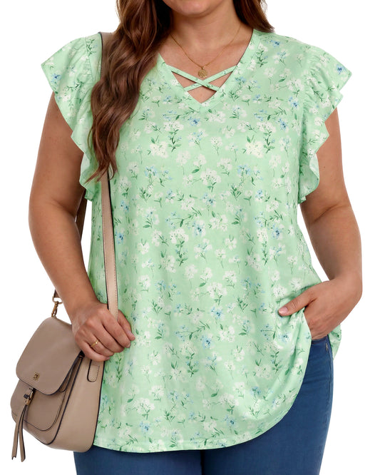 Oryer Plus Size Tank Tops for Women, V Neck Trendy Tunic Summer Shirts for Women Sleeveless Casual Womens Blouse 1X-5X