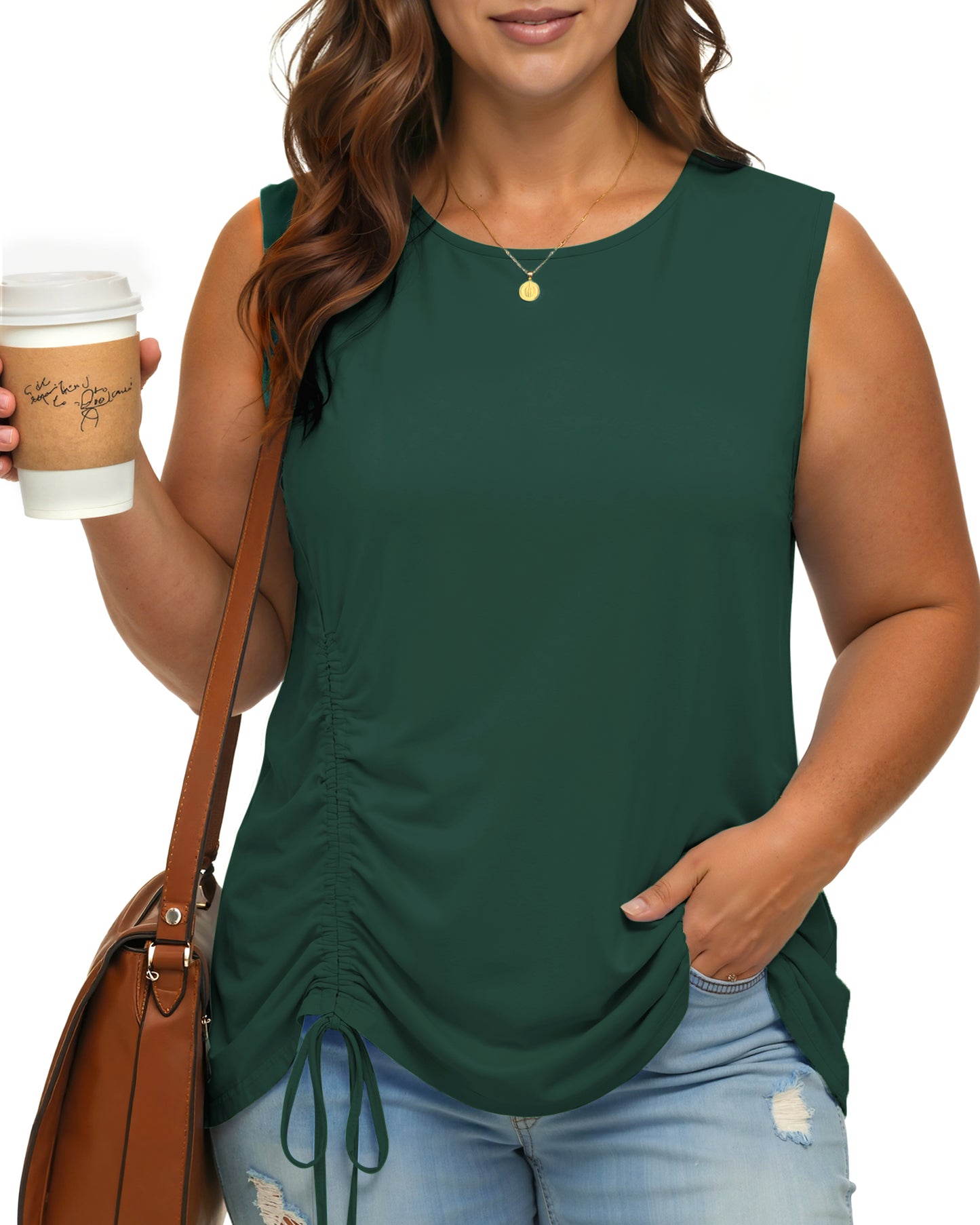 Oryer Plus Size Tank Tops for Women, Round Neck Sleeveless Casual Womens Blouse Trendy Tunic Summer Shirts for Women 1X-5X