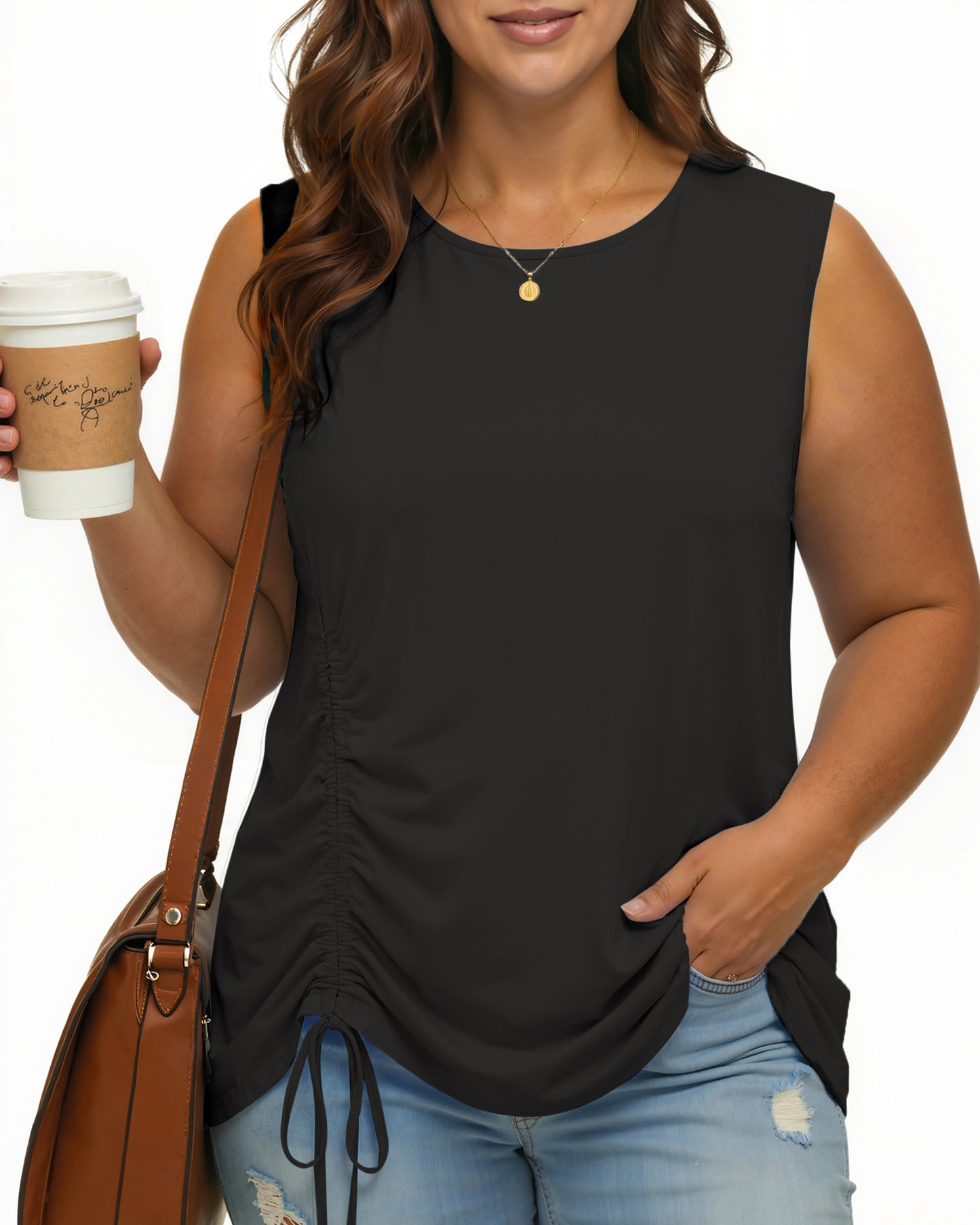 Oryer Plus Size Tank Tops for Women, Round Neck Sleeveless Casual Womens Blouse Trendy Tunic Summer Shirts for Women 1X-5X