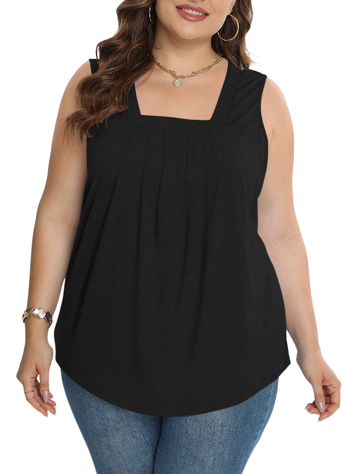 Oryer Womens Plus Size Tank Tops Sleeveless Tunic Blouses Loose Fit Tops