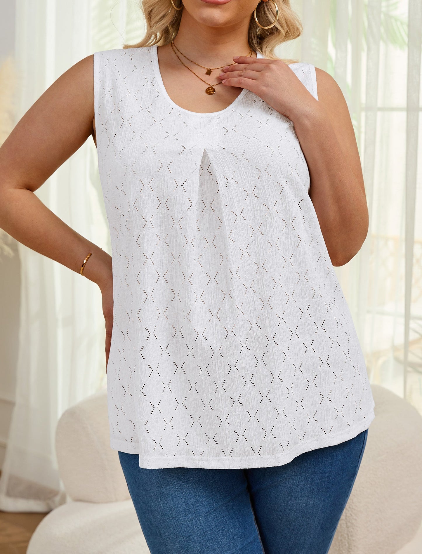 Oryer Womens Plus Size Tank Tops Loose Fit Tunic Blouses Sleeveless Tops