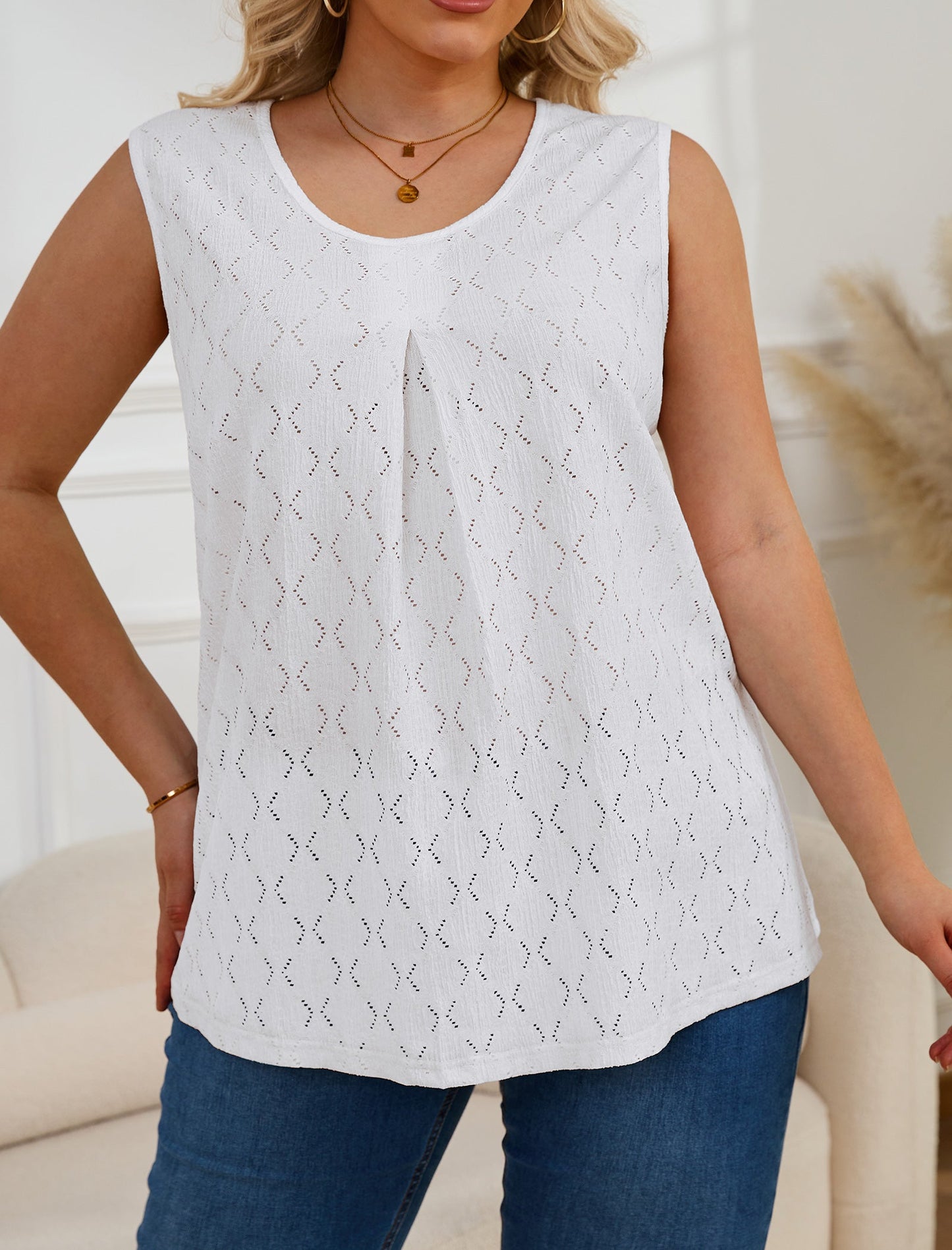 Oryer Womens Plus Size Tank Tops Loose Fit Tunic Blouses Sleeveless Tops