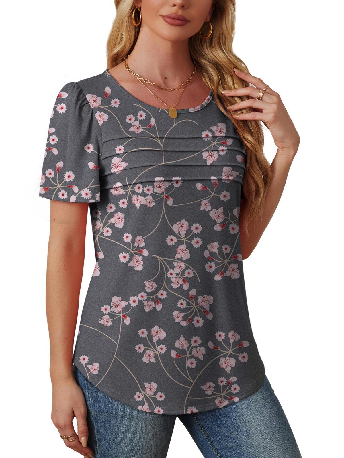 Oryer Womens T Shirts Short Sleeve Tops Dressy Casual Blouses Spring Summer Outfits