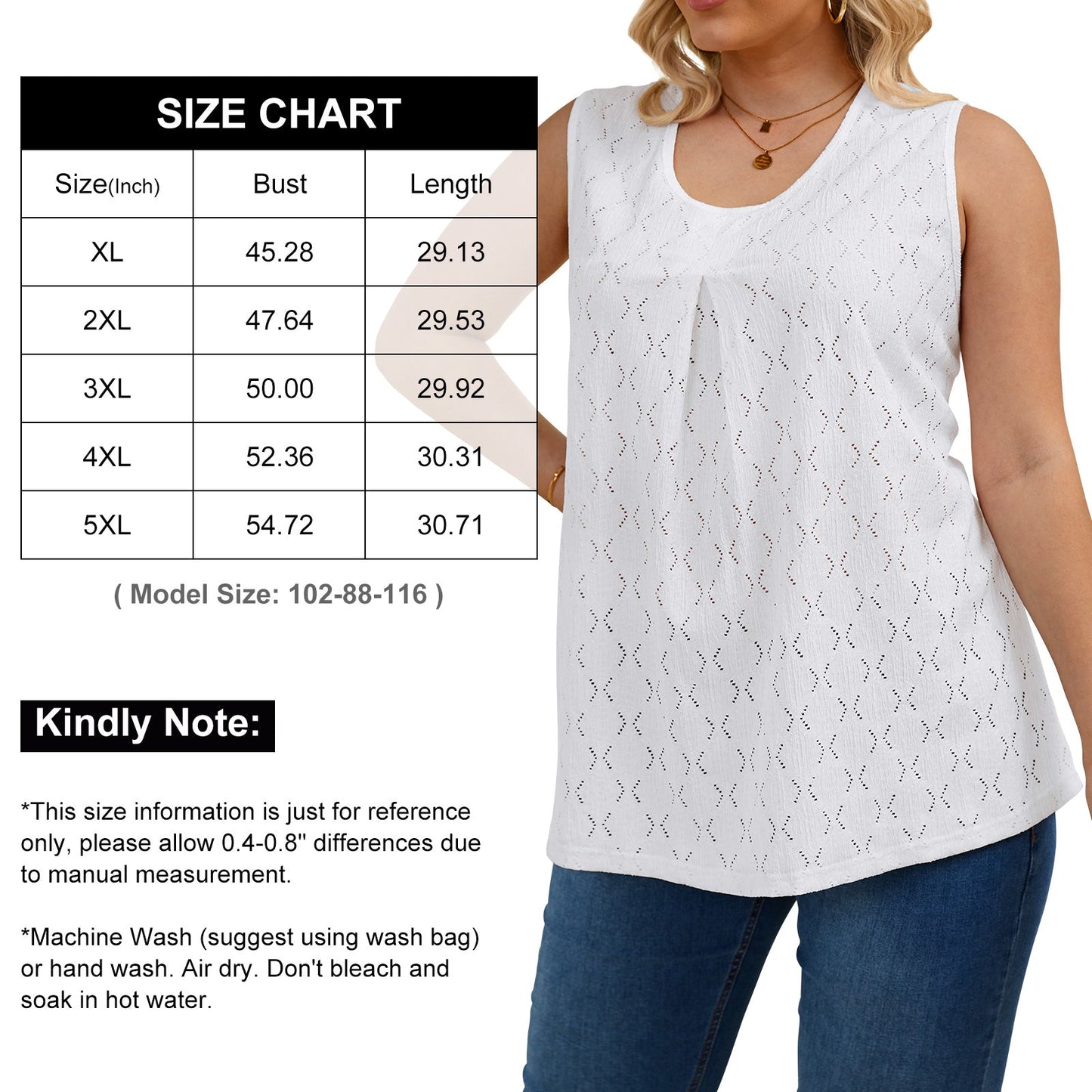 Oryer Womens Plus Size Tank Tops Loose Fit Tunic Blouses Sleeveless Tops