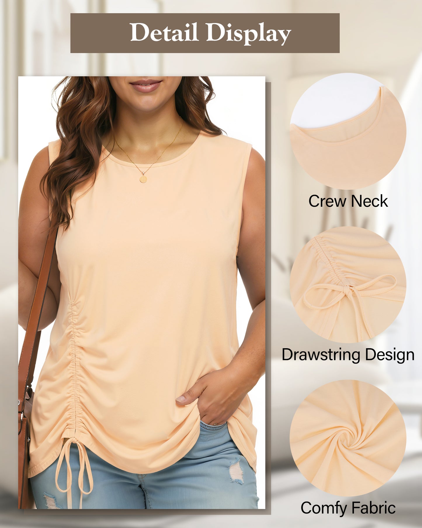 Oryer Plus Size Tank Tops for Women, Round Neck Sleeveless Casual Womens Blouse Trendy Tunic Summer Shirts for Women 1X-5X