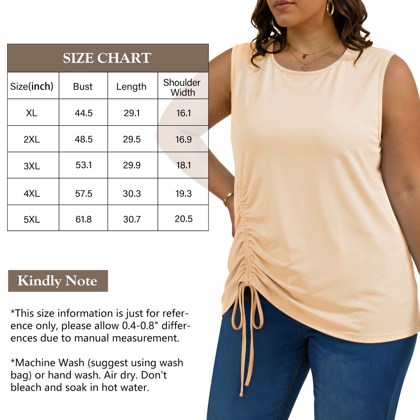 Oryer Plus Size Tank Tops for Women, Round Neck Sleeveless Casual Womens Blouse Trendy Tunic Summer Shirts for Women 1X-5X
