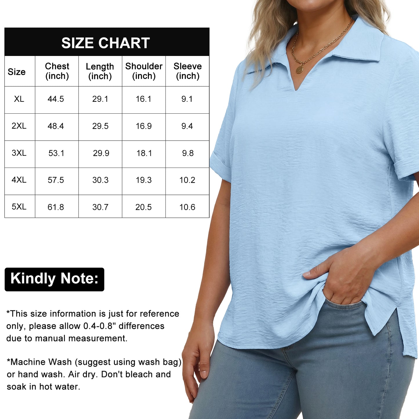 Oryer Womens Plus Size Tops V Neck Trendy Tunic Polo Casual Shirts Short Sleeve Womens Blouses Summer